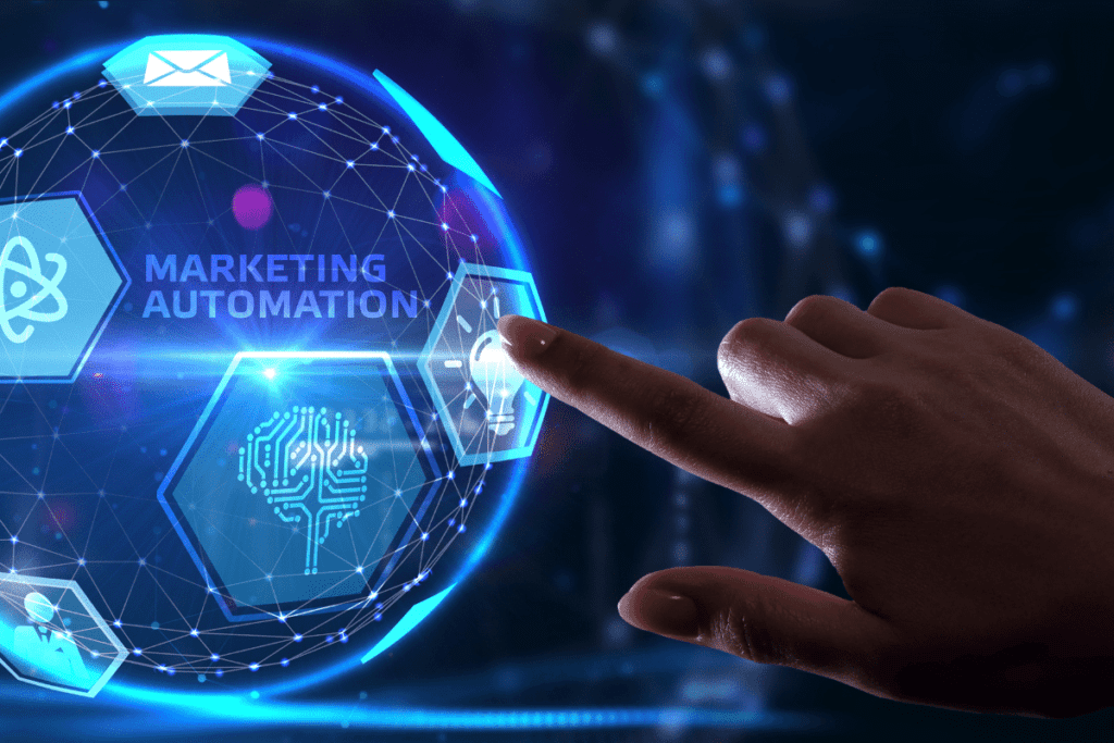 marketing automation finger pressing image