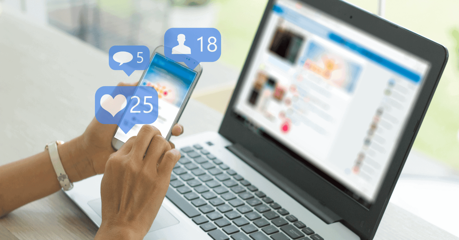 Online social media monitoring on a phone and laptop